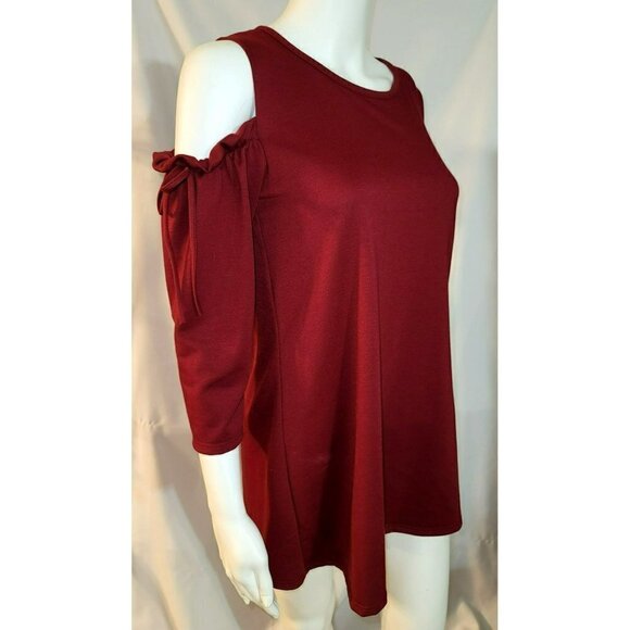 Lilypad Cold Shoulder Blouse - Beautiful Dark Red - Size S - Picture 2 of 10